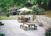 counterryside Tree and Landscape - Bluestone patio, fieldstone retaining wall, granite steps
